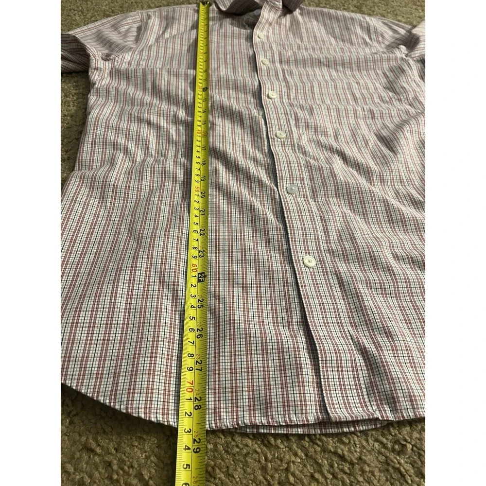 Banana Republic Long Sleeve Button Up Shirt Orange Blue Plaid Slim Medium JBHS